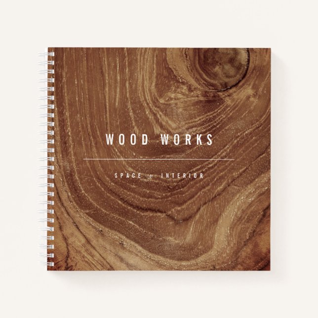 Teak Wood Grain Foto Minimalistisches Innendesign Notizbuch (Vorderseite)