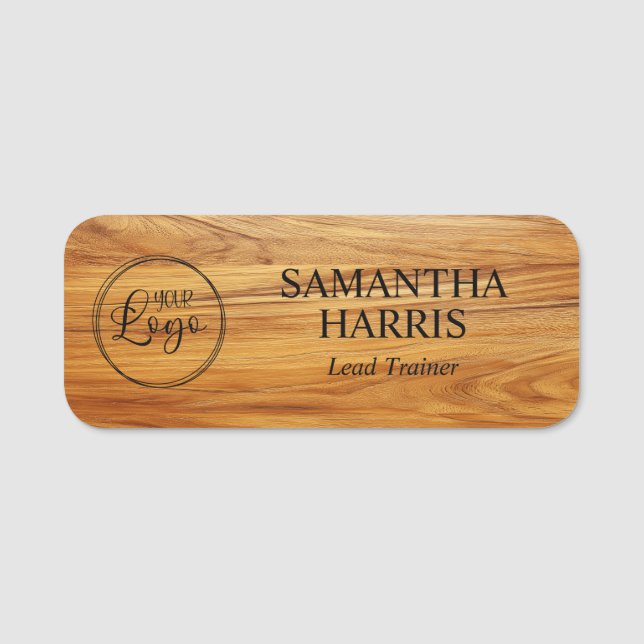 Teak Wood Image Logo Namensschild (Vorderseite)
