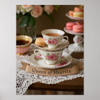 Teakups, Tiered trays macarons queen of herzen