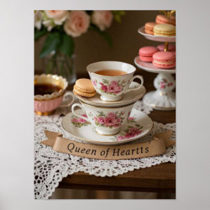Teakups, Tiered trays macarons queen of herzen Poster