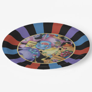 Teakups und Teapots Sunburst Pappteller