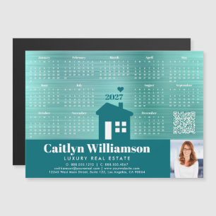 Teal 2027 Kalender Realtor Foto QR Code Magnet