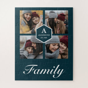 Teal 4 Bilder Familienfoto-Collage Name