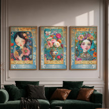 Teal Abstract Dainty Floral Ladies Decoupage