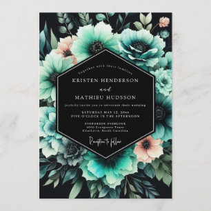 Teal Abyssal Bloom Hochzeit Einladung