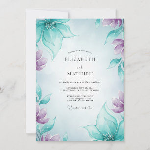 Teal Amethyst Petal Hochzeit Einladung