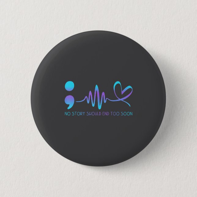 Teal &amp; Purple Semicolon Suicide Prevention Awa Button (Vorderseite)