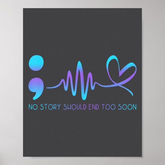 Teal &amp; Purple Semicolon Suicide Prevention Awa Poster (Vorne)
