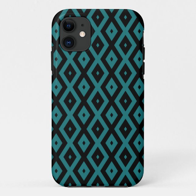 Teal and black diamond pattern Case-Mate iPhone hülle (Rückseite)
