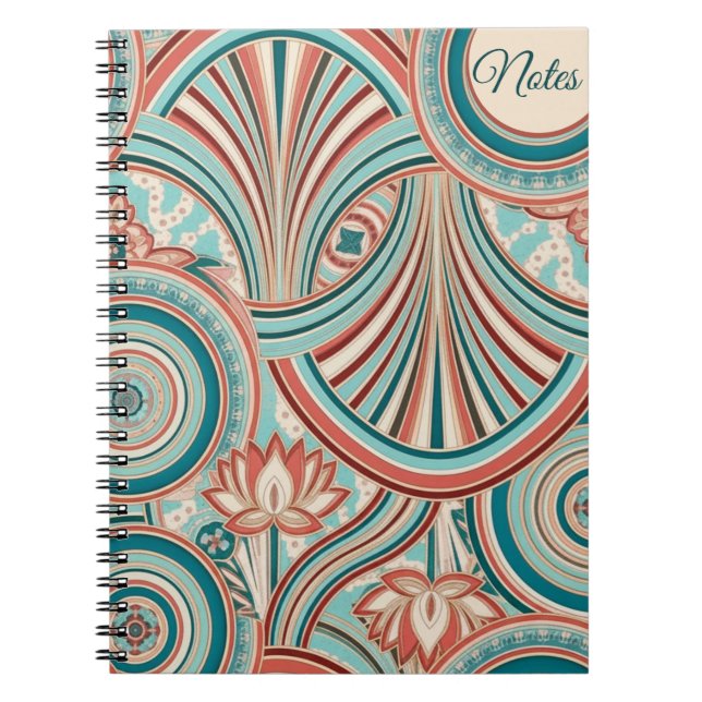 Teal and Coral Nouveau Flow  Notizblock (Vorderseite)