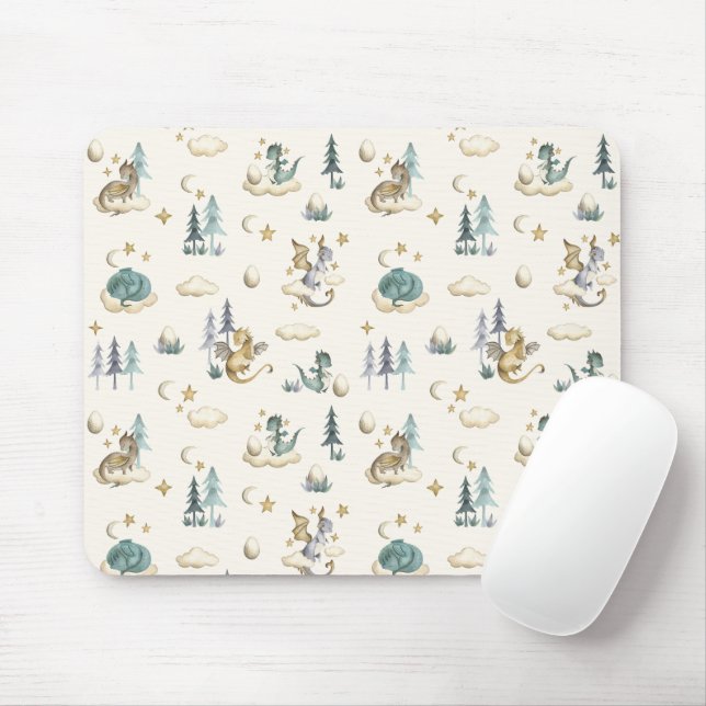 Teal and Gold Dragons Mouse Pad Mousepad (Mit Mouse)