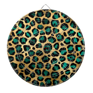 Teal and Gold Leopard Series Design 14 Dartscheibe