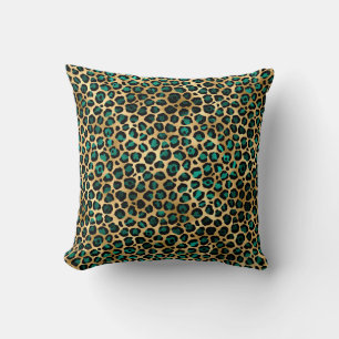 Teal and Gold Leopard Series Design 14 Kissen