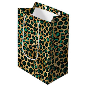 Teal and Gold Leopard Series Design 14 Mittlere Geschenktüte