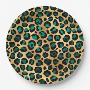 Teal and Gold Leopard Series Design 14 Pappteller