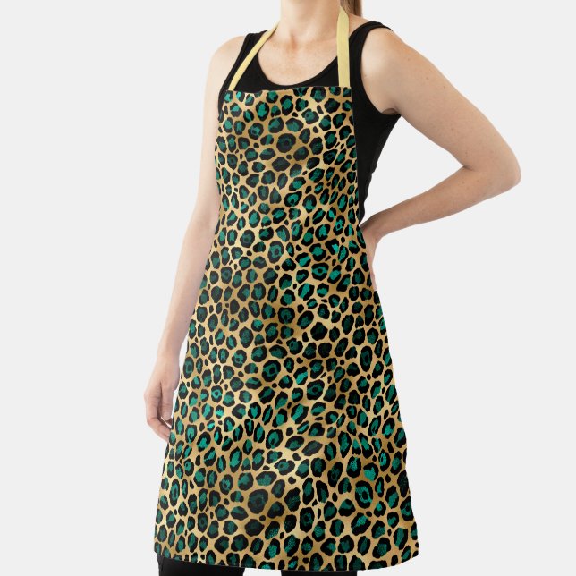 Teal and Gold Leopard Series Design 14 Schürze (InSitu)