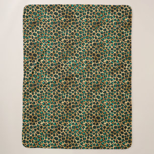 Teal and Gold Leopard Series Design 14 Sherpadecke