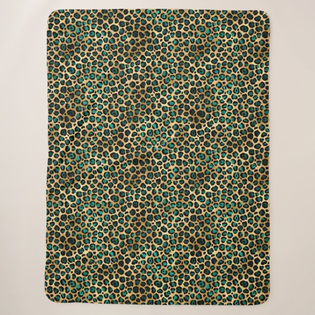 Teal and Gold Leopard Series Design 14 Sherpadecke (Vorderseite)