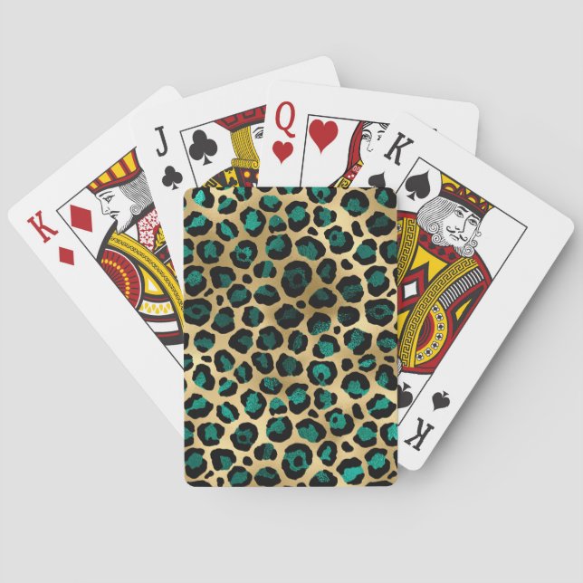 Teal and Gold Leopard Series Design 14 Spielkarten (Rückseite)