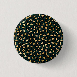 Teal and Gold Leopard Series Design 1 Button