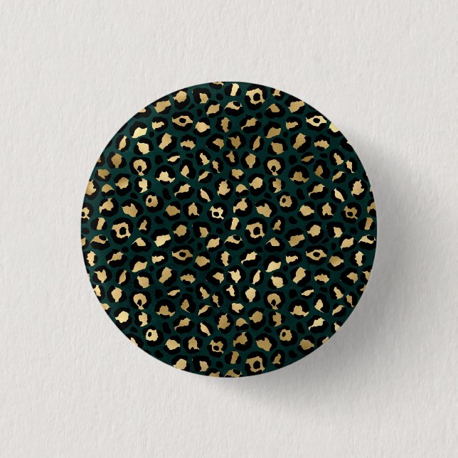 Teal and Gold Leopard Series Design 1 Button (Vorderseite)