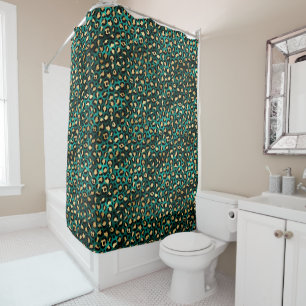 Teal and Gold Leopard Series Design 3 Duschvorhang