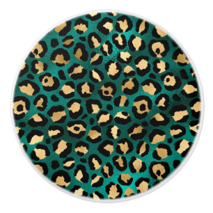 Teal and Gold Leopard Series Design 3 Keramikknauf
