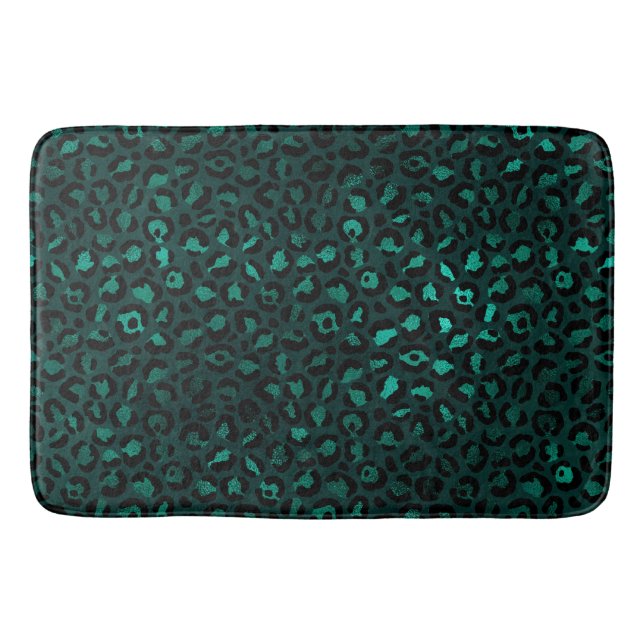 Teal and Gold Leopard Series Design 4 Badematte (Vorderseite)