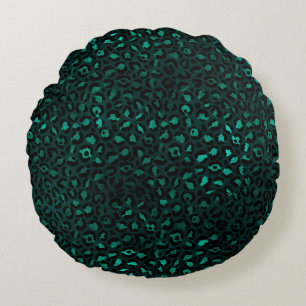 Teal and Gold Leopard Series Design 4 Rundes Kissen