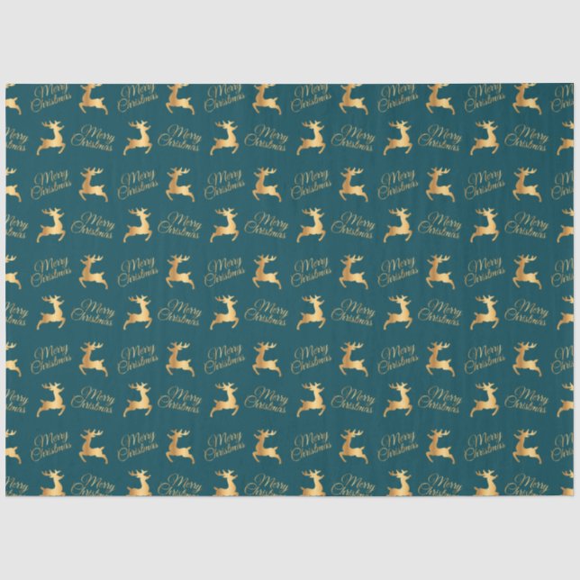 Teal and Gold Merry Christmas Word Art Seidenpapier (Vorderseite)