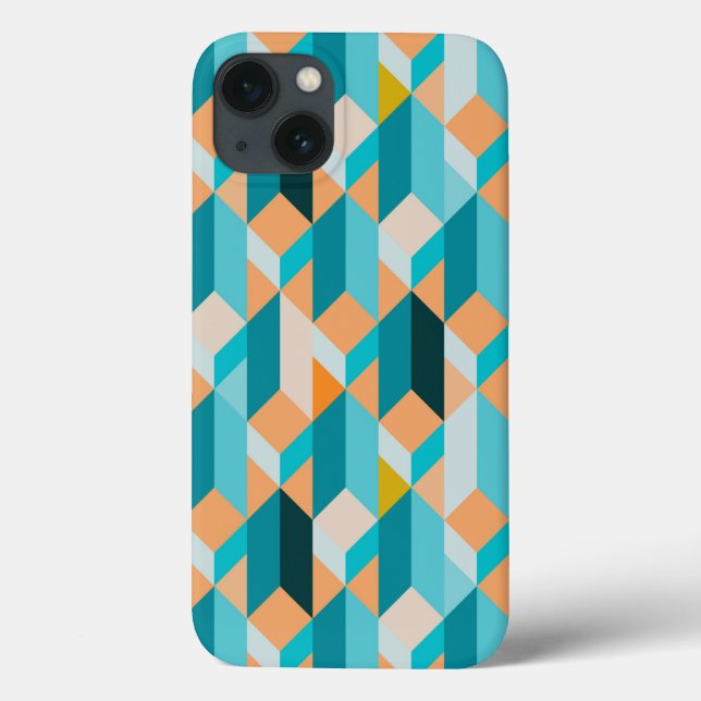 Teal And Orange Shapes Pattern Case-Mate iPhone Hülle (Rückseite)