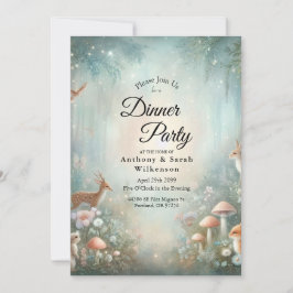 Teal and Peach Enchanted Forest Home Dinner Party  Einladung