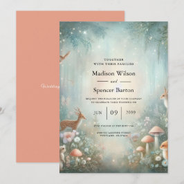 Teal and Peach Enchanted Forest Wedding Einladung