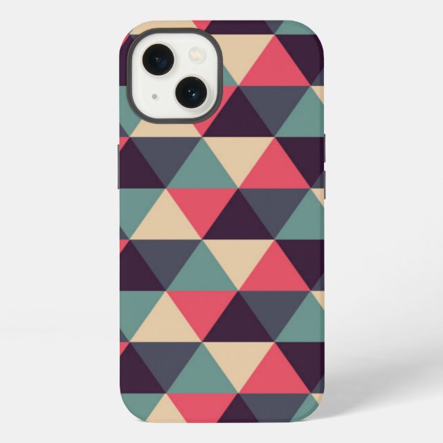 Teal And Pink Triangle Pattern iPhone Hülle (Rückseite)