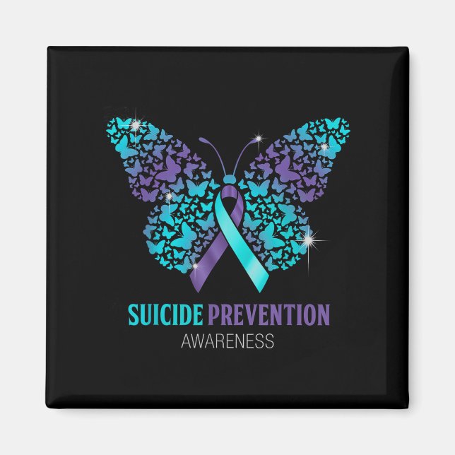 Teal And Purple Butterfly Suicide Prevention Aware Magnet (Vorne)