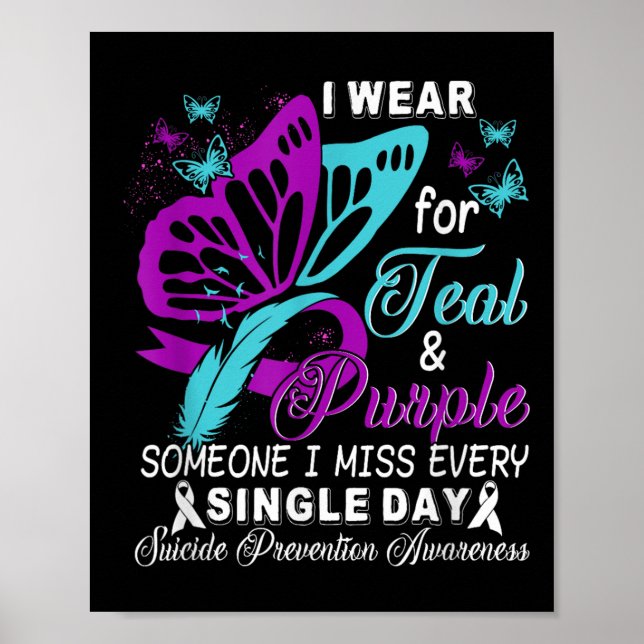 Teal And Purple Ribbon Suicide Prevention Awarenes Poster (Vorne)