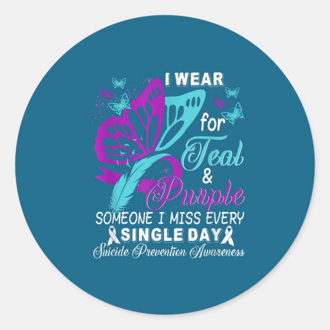 Teal And Purple Ribbon Suicide Prevention Awarenes Runder Aufkleber (Vorderseite)