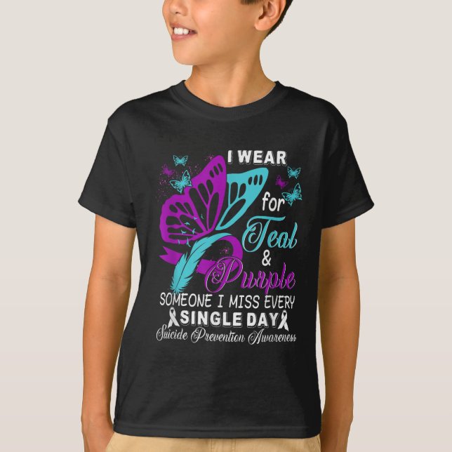 Teal And Purple Ribbon Suicide Prevention Awarenes T-Shirt (Vorderseite)