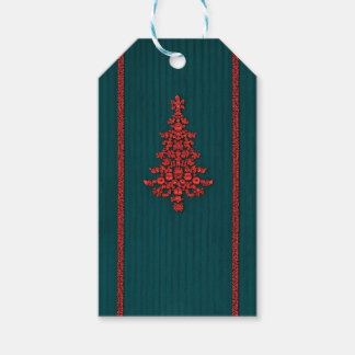 Teal and Red Crystal Christmas Trees Geschenkanhänger
