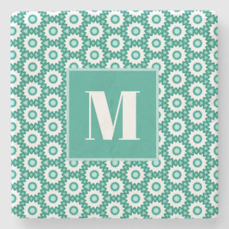 Teal and Turquoise Initial Stone Coaster Steinuntersetzer