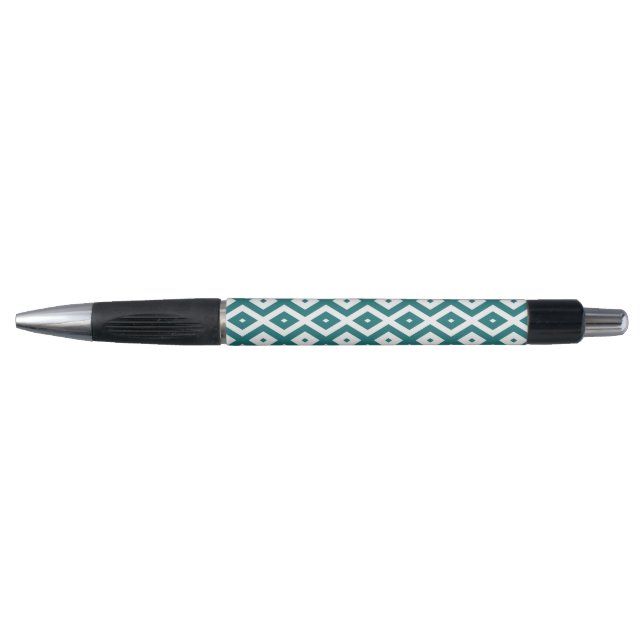 Teal and white diamond pattern kugelschreiber (Vorderseite)