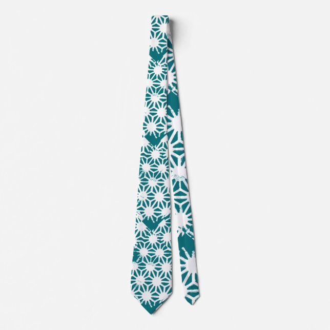 Teal and white geometric pattern krawatte (Vorderseite)