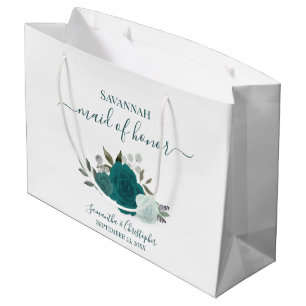 Teal & Aqua Boho Chic Rosen Brautjungfer Große Geschenktüte