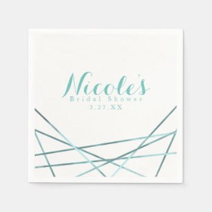 Teal Aqua Moderne geometrische Linien individuell  Serviette