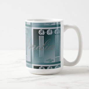 Teal Art nouveau, Charles Mackintosh, Rosendesign Kaffeetasse