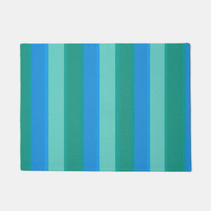 Teal atomique et tapis de porte de rayures de