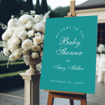 Teal Babyparty Begrüßung Einfache Kalligrafie