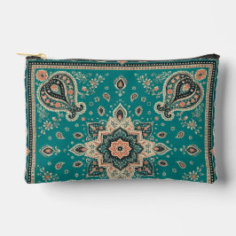 Teal Bandana Paisley kleine Zippertasche Zubehörtasche