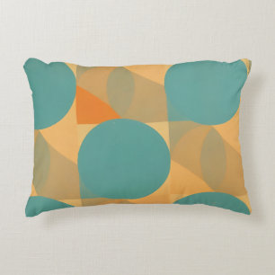 Teal, Beige und Orange im Retro-Look-Muster Dekokissen