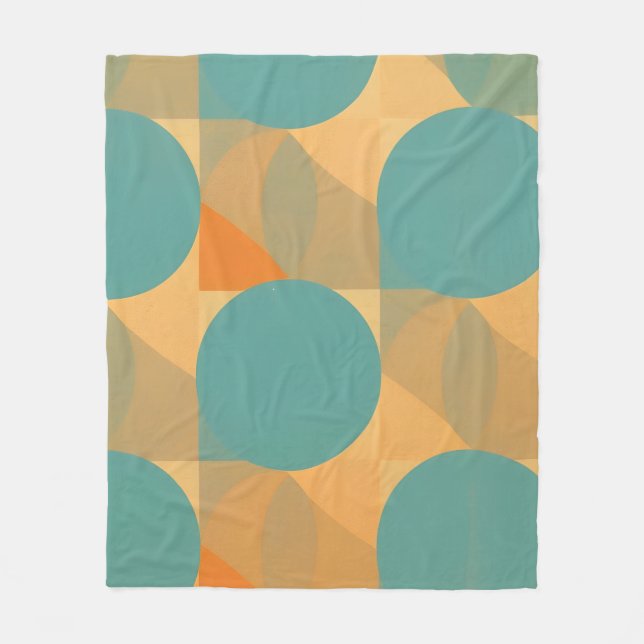 Teal, Beige und Orange im Retro-Look-Muster Fleecedecke (Vorderseite)